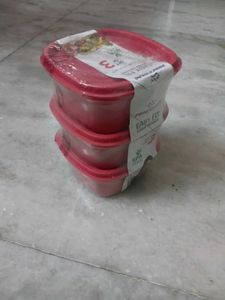 Brand New Set of 3 Red Storage Containers