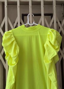 Neon Puff Sleeve Bodycon Dress