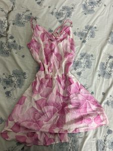 Floral Print satin  Mini Dress