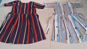 Striped fit and flare Midi Dress Set