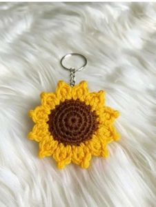 Sunflower Crochet Keychain