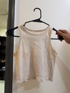 Cream Racerback Crop Tank Top