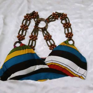 Boho Striped Bikini Top