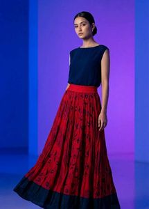 Vibrant Red Ethnic Skirt
