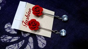 Elegant Rose &amp; Crystal Drop Earrings