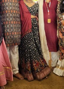 Green Lehnga with maroon duppata