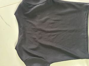 Black Ribbed Square Neck Long Sleeve Top