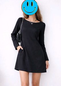 Chic Black Long Sleeve Mini Dress