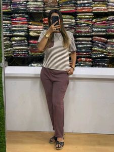 Chic Striped Top &amp; Comfortable Pants Set