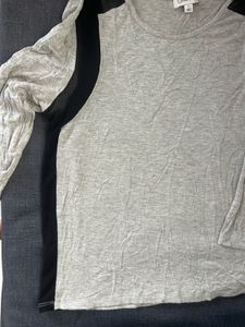 Gray Long Sleeve Top with Black Accents