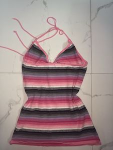 Striped Halter Neck Top
