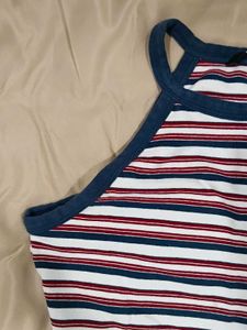 Striped Halter Neck Crop Top