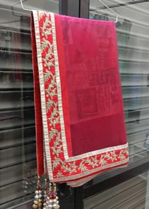 Red Embroidered Dupatta ,bridal lehnga odni