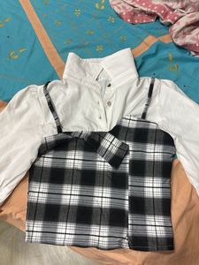 Chic Plaid &amp; White Shirt Combo