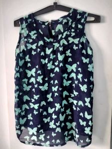 Navy Butterfly Print Sleeveless Top 🪩
