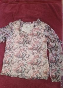 Sheer Floral Girls Top