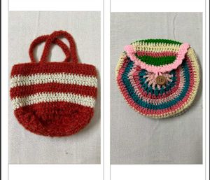 🆕Handmade Crocheted Striped Pouches (2)