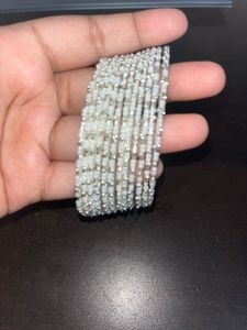 Silver &amp; Pearl Bangle Set (12 Bangles)