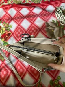 Cream Textured Handbag