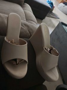 Stylish Beige Wedge Sandals heels