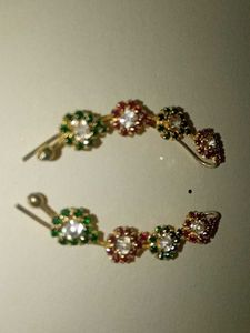 Elegant Floral Stone ear Clips
