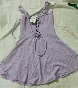 Lavender Mini Dress with Lace-Up Back
