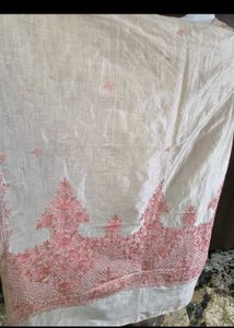 Elegant Golden Saree with Pink Embroidery