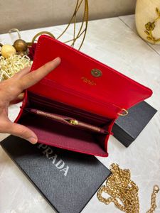 Prada Red Quilted Chain Wallet