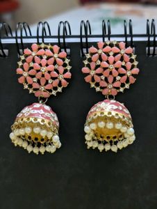 Beautiful Pink Jhumka Earrings