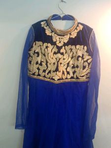 Stunning Royal Blue &amp; Gold Anarkali Kurta