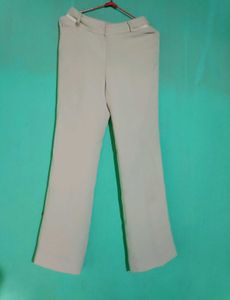Beige Flared Leg Pants