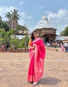 Beautiful rose Pink katan Silk Saree