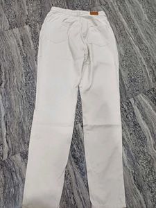 Cream Wide-Leg Jeans