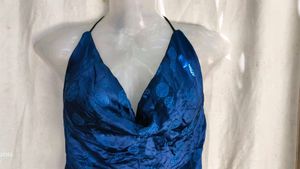 Royal Blue Halter Neck Party Dress