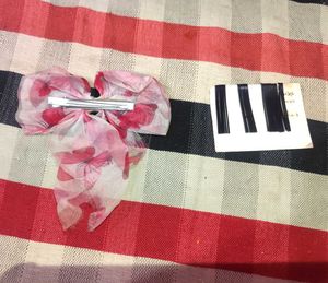 Floral Bow &amp;  Hair Clip