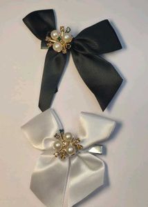 combo of Chic Bow Hair Clips with Pearls & Gems