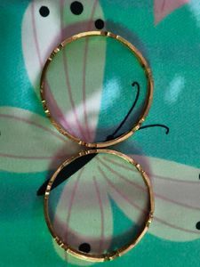 Elegant Gold Plated Bangles with Stones