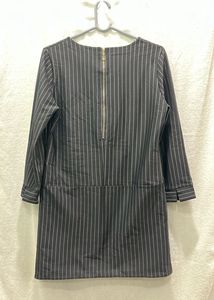 Pinstripe Dress/long Top with Front Pockets
