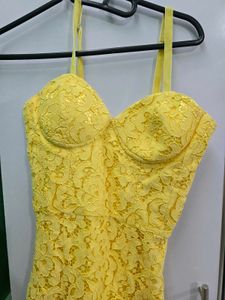 Stunning Yellow Lace Bodycon Dress