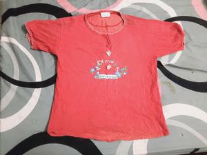 Cute Coral T-Shirt with Floral Design