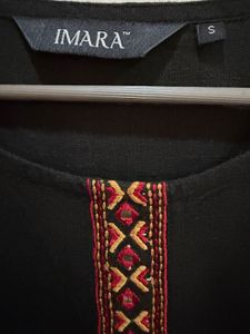 Imara Black Embroidered Cotton Kurta (Size S)