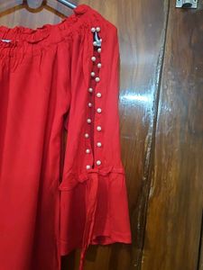 Stylish Off-Shoulder Red Top