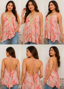 Boho Halter Neck Tie-Up Top Size S-M-L