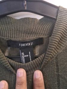 Olive Green Ribbed Puff Sleeve Top
