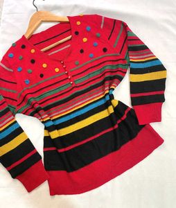 🎁Red Hot Multicolour Knit Top C