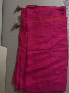 Vibrant Pink Silk Saree with Tassels