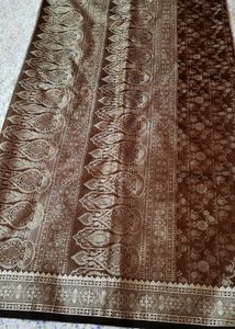 Elegant Brown &amp; Silvernew silk  Saree