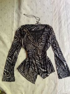 y2k animal print vintage top