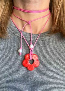 Red Flower Pendant Necklace