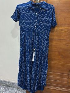 Stylish Blue Zigzag Print Kurta